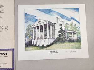 lot 352 image: James Monroe Home Lithograph Print with Certificate of Authenticity