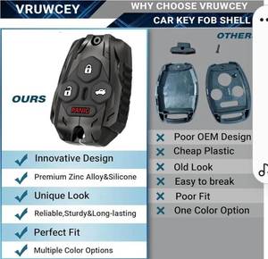 lot 27174 image: No Cutting Required - Upgraded Key Fob Shell Case for Honda Accord 2003-2012  Civic EX 2006-2013  Pilot 2009-2015  CR-V 2005-2006 Zinc Alloy Heavy Key Fob Cover (4 Button-Black) - Retail $24