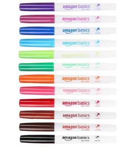 lot 27186 image: Amazon Basics Low Odor Ultra Fine Tip Dry Erase Whiteboard Markers for Precise Writing, Thin Lines, Assorted Colors, 12-Pack - Retail $8