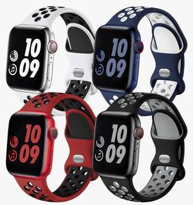 lot 27234 image: 4 Pack Sport Bands Compatible with Apple Watch Bands for Men Women 49mm 46mm 45mm 44mm 42mm 41mm 40mm 38mm,Breathable Soft Silicone Strap for iWatch Band Series 11 10 SE Ultra 9 8 7 6 5 4 3 2 1 - Retail $12