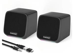 lot 27237 image: Computer Speakers for Desktop PC, Desktop Speakers, Small Computer Speakers USB Powered 3.5mm Aux Speaker - Retail $10