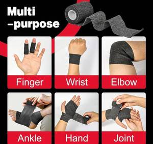 lot 27240 image: 16 Pack Self Adhesive Bandage Wrap Black, 2 X 5 Yards Black Athletic Tape, Vet Wrap, Tattoo Grip Tape Wrap��Ankle Tape, Cohesive Bandage Wrap - Retail $10