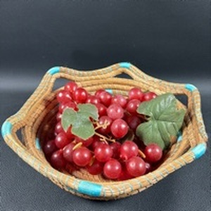 lot 15 image: Hand Woven Straw Basket with Decorative Grape Cluster