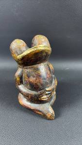 lot 59 image: Lacquered Wood Decorative Frog Figurine with Bronze Accents