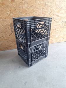 lot 133 image: 2 Black Plastic Storage Crates