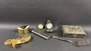 lot 82 image: Mixed Vintage Collectible Items Lot - Watches, Jewelry, Smoking Accessories
