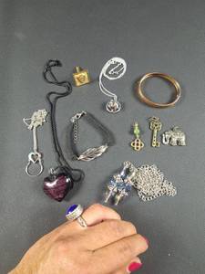 lot 506 image: Mixed Costume Jewelry Lot - Necklaces, Bracelets, Charms and Ring