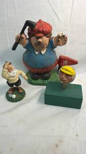 lot 116 image: Golf Themed Figurine Collection with Golfer Ornaments and Decorative Pieces
