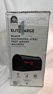 lot 183 image: Architectural Mailboxes Elite Large Black Galvanized Steel Post Mount Mailbox