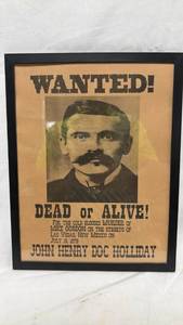 lot 186 image: Doc Holliday Wanted Poster Framed Print