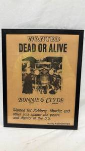 lot 188 image: Bonnie and Clyde Wanted Poster Framed Print