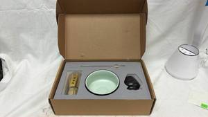 lot 198 image: Japanese Matcha Tea Ceremony Set with Bamboo Whisk, Green Ceramic Bowl and Black Scoop