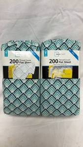 lot 199 image: Mainstays Twin Flat Sheets Set with Geometric Pattern