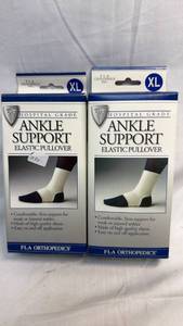 lot 246 image: FLA Orthopedics Hospital Grade Ankle Support Elastic Pullover XL - Set of 2