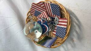 lot 255 image: Patriotic Americana Collection with Snow Globe and Military Ornament