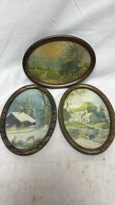 lot 259 image: Set of Three Framed Pastoral Landscape Paintings