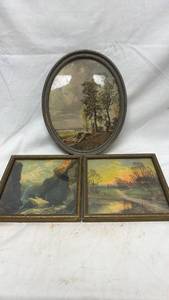 lot 262 image: Collection of Three Framed Landscape Paintings