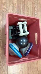 lot 279 image: Home Fitness Equipment Set with Weights and Exercise Ball