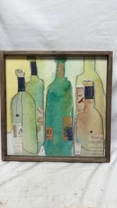 lot 280 image: Wine Bottles Mixed Media Framed Art