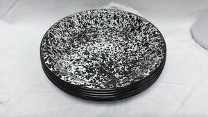 lot 25 image: Spatterware Enamelware Plates Set