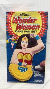 lot 42 image: Wilton Wonder Woman Cake Pan Set with Plastic Face