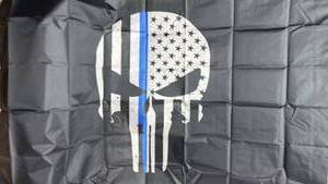 lot 61 image: 36x70 Punisher Thin Blue Line Flag Set