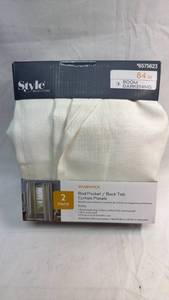 lot 73 image: Style Selections Warwick Rod Pocket Curtain Panels Ivory 2-Pack