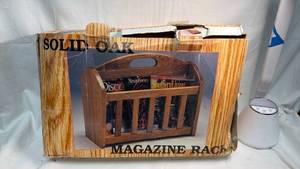 lot 77 image: Solid Oak Magazine Rack with Handle