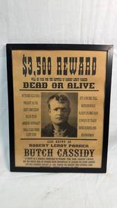 lot 85 image: Butch Cassidy Wanted Poster Framed Print