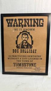 lot 86 image: Doc Holliday Warning Poster Framed Print