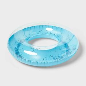 lot 713 image: 36 Inflatable Glitter Swim Tube - Blue - Sun Squad Water Float Toy