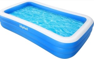 lot 719 image: Inflatable Family Pool 120x72x22 for KidsAdults, 2 Waterproof Bags