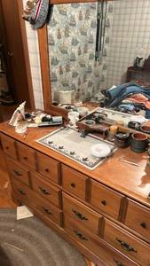 Wood Dresser with Mirror Set