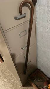 lot 50650 image: Wooden Walking Cane with Curved Handle