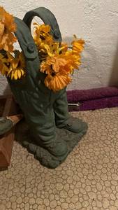 lot 50651 image: Green Cowboy Boot Planter with Orange Flowers