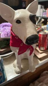 lot 50666 image: Bull Terrier Dog Figurine with Red Bandana