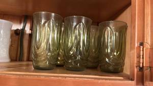 lot 50680 image: MCM Green Pressed Glass Tumblers Set