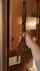lot 50681 image: Hand Carved Wood Tiki Totem fork