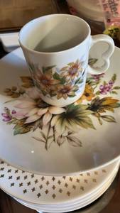lot 50682 image: Floral Pattern Fine Bone China Tea Cup and plate Set