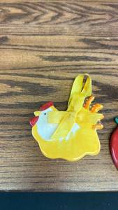 lot 50718 image: Ceramic Holiday Ornaments Set - Chicken and Apple