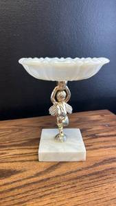 lot 50731 image: Decorative Glass Compote with Angel Base