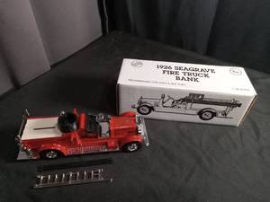 lot 5916 image: 1926 Seagrave Fire Truck Bank with Original Box
