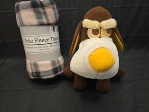 lot 50273 image: Polar Fleece Throw Blanket and Dog Plush Toy Bundle