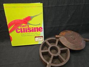 lot 50282 image: Curry Cuisine Cookbook with Cast Iron Spice Box Set