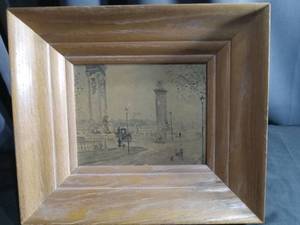 lot 5787 image: Framed European City Square Artwork with Column Architecture