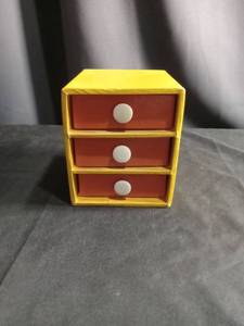 lot 5803 image: Yellow Plastic 3-Drawer Desktop Organizer