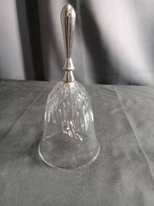 lot 5809 image: Crystal Bell with Silver-Tone Handle and 25th Anniversary Charm