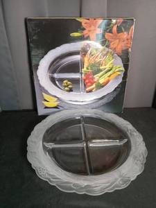 lot 5816 image: Hyannis Crystal 4-Section Serving Tray with Grape Pattern