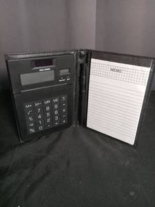 lot 5819 image: Black Leather Portfolio Calculator with Memo Pad