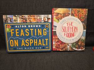 lot 50182 image: Food Network Celebrity Chef Cookbook Bundle - Alton Brown and Southern Cuisine